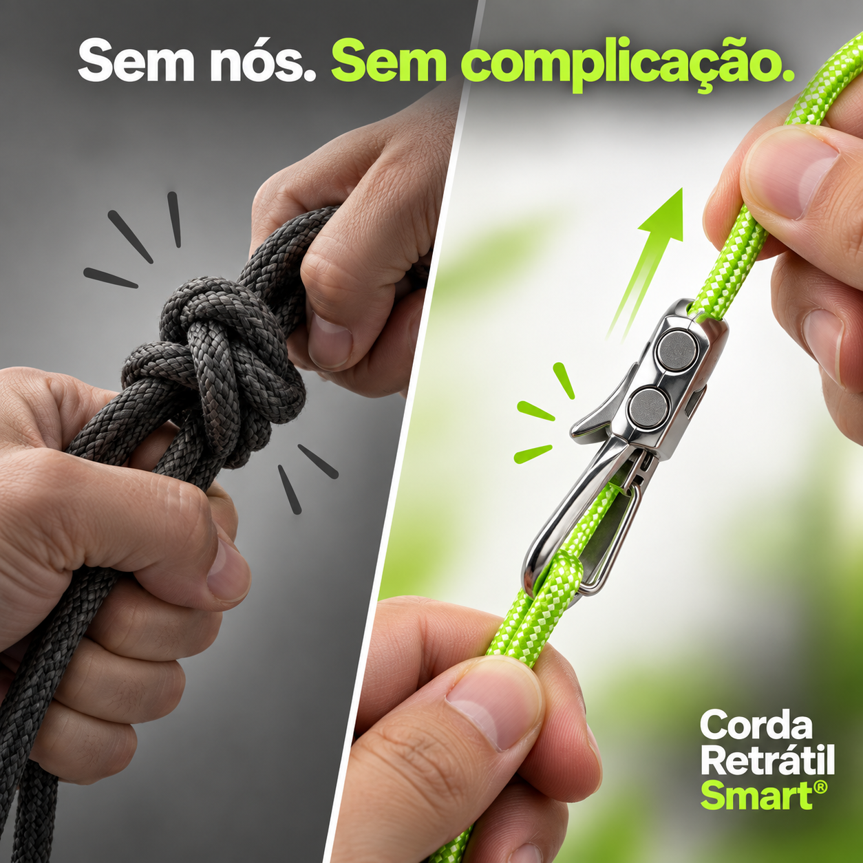 Comparação entre nó tradicional e ajuste com a Corda Retrátil Smart
